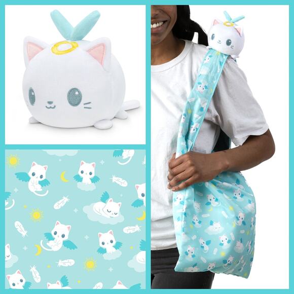 TeeTurtle Angel Cat Plush Reusable Tote Bag - Picture 8 of 8